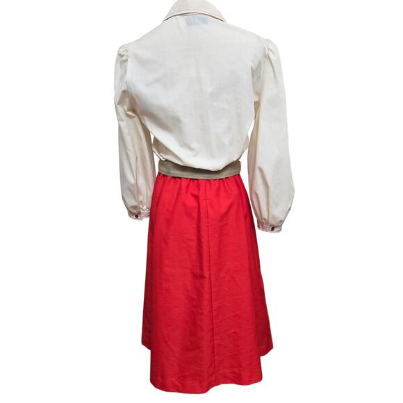 J.J. Dean of California Vintage 70s Western Cowgirl Puff Sleeve Midi Dress M Red - Picture 6 of 11